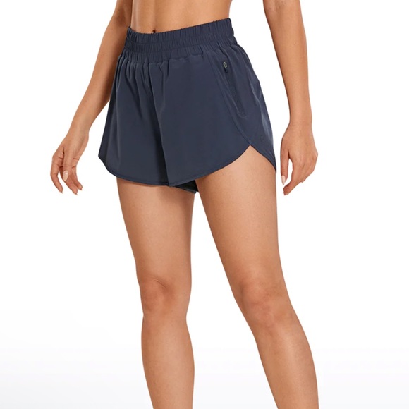 NWT CRZ YOGA navy sport shorts. Small pack pocket. Stretchy and lightweight - Picture 2 of 5
